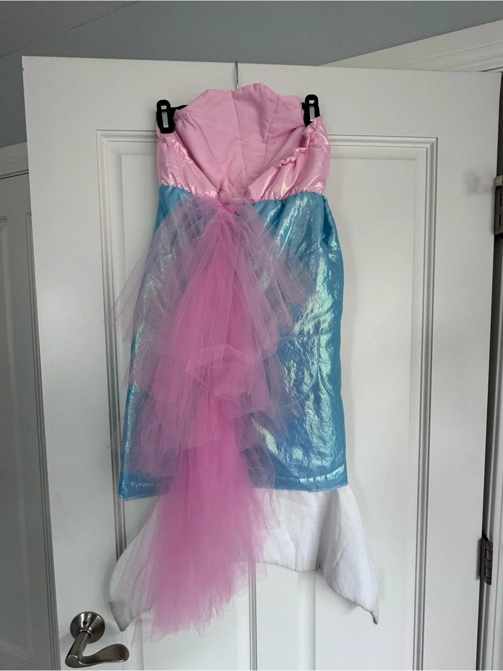 Kids Mermaid Costume Dress - Pink & Blue with Silver Tail